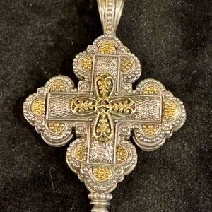 Konstantino 18k Gold & 925 Sterling Silver Cross Locket Pendant